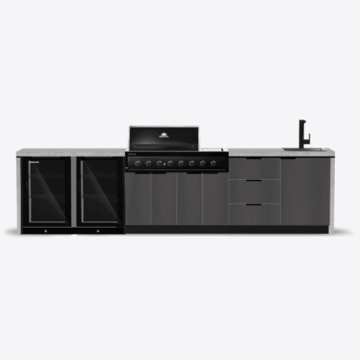 gasmate cabinex nova double fridge single drawer single sink 4 empire oak with luna grey