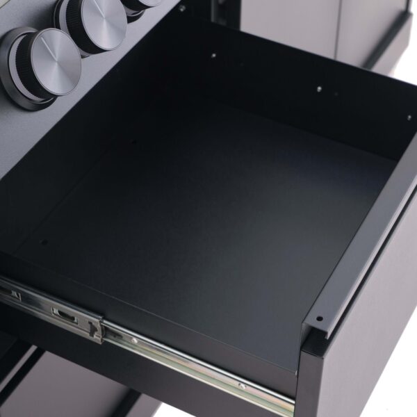 gasmate apollo 6 burner bbq kitchen drawers close up
